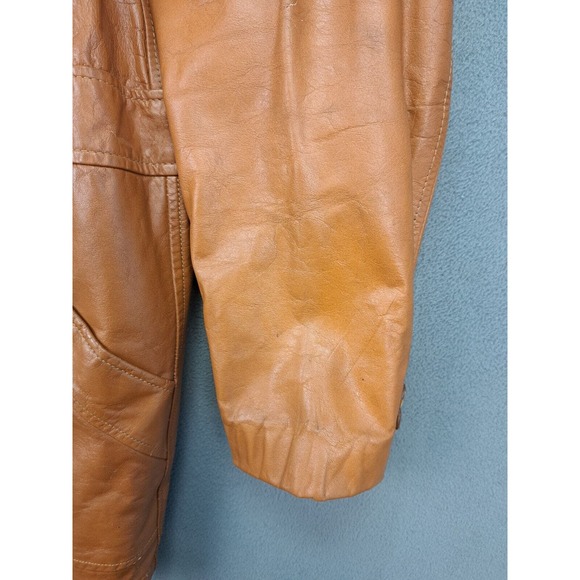 Vintage 1970s Sears The Leather Shop Men's Jacket Brown Zip Out Lining Size 40 - Picture 7 of 11